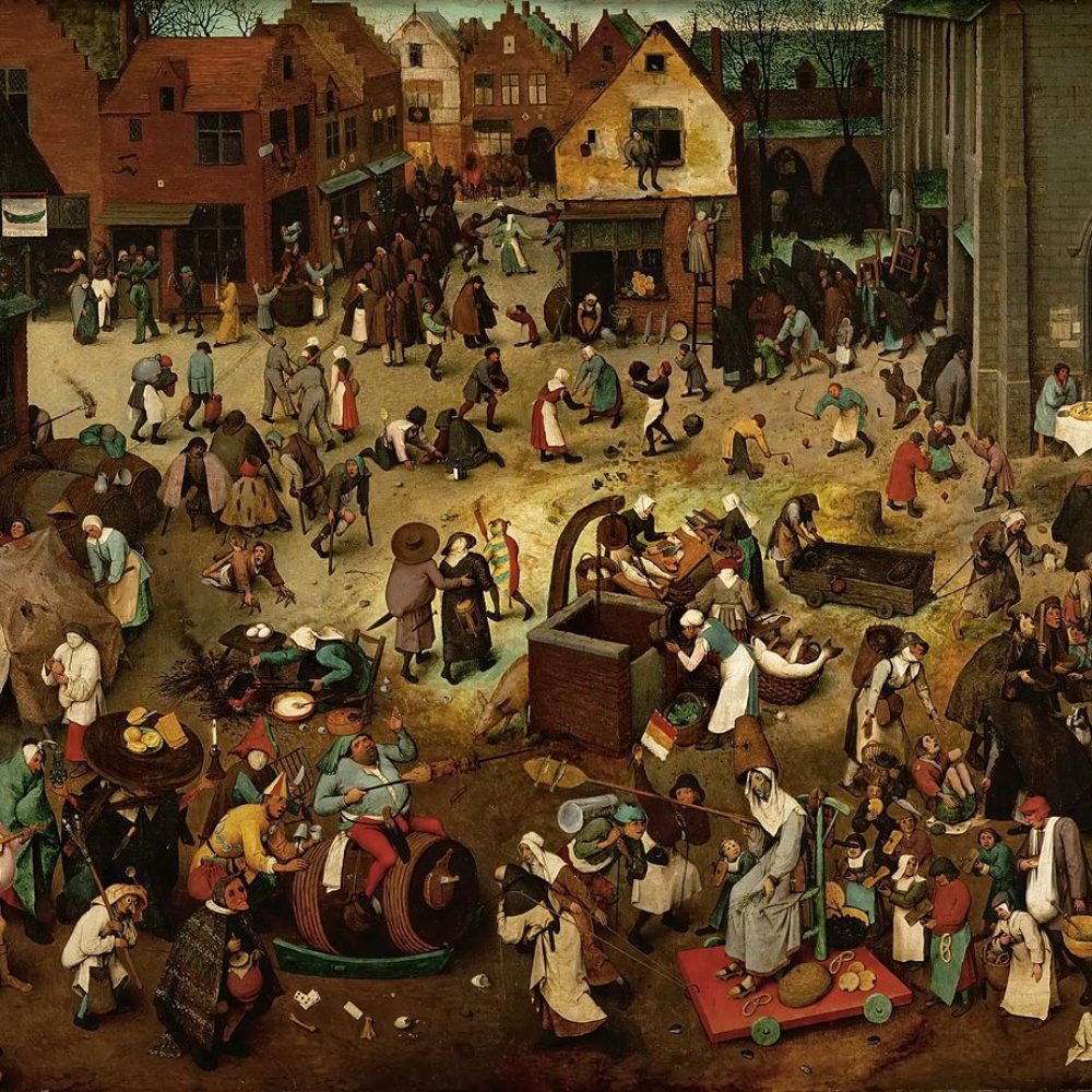 Den mørke middelalder - "Kampen mellem Carnival og Lent" af Pieter Bruegel den Ældre.